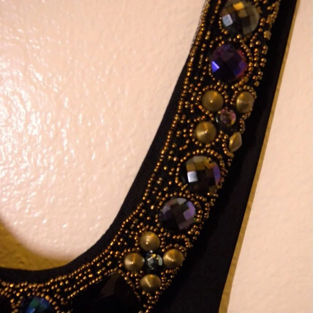 Kiwi Black Beaded Halter Style Top 1X - Picture 6 of 14